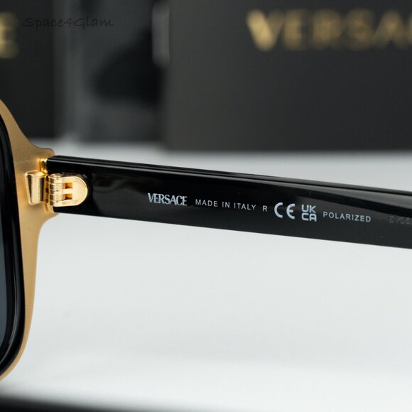 Versace Women Sunglasses Black Grey Polarized Pilot VE2199 100281 NEW AUTHENTIC - Picture 7 of 12